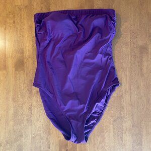Size 14 purpl Dippin' Daisy's Swimwear padded-cup tummy control bandeau swimsuit